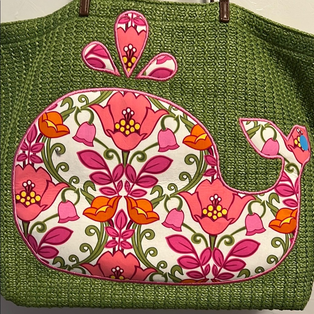 Vera Bradley Green and Pink Floral Heart Tote - Picture 2 of 8